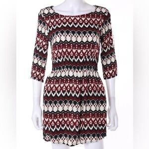 H&M DIVIDED Cold Shoulder Ethno Aztec Print Dress w/ pockets Womens Sz 2